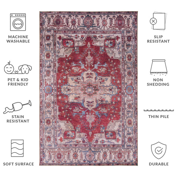 Safavieh Tucson Traditional Style Area Rug - Elegant Dark & Light Gray Design For Timeless Home Decor Red ,Beige Polyester Pile Tsn106q-216