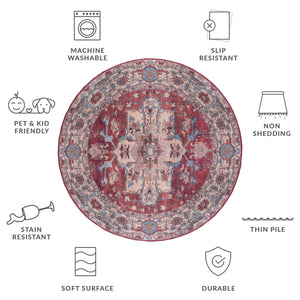 Safavieh Tucson Traditional Style Area Rug - Elegant Dark & Light Gray Design For Timeless Home Decor Red ,Beige Polyester Pile Tsn106q-216
