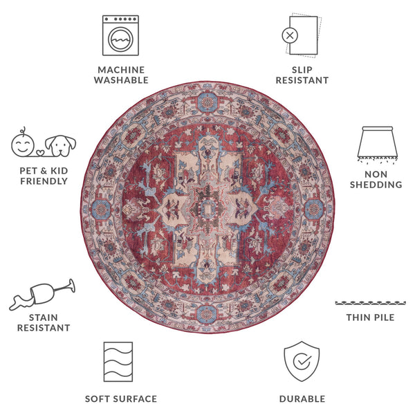 Safavieh Tucson Traditional Style Area Rug - Elegant Dark & Light Gray Design For Timeless Home Decor Red ,Beige Polyester Pile Tsn106q-216