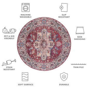Safavieh Tucson Vintage Persian Area Rug, Timeless Traditional Design, Machine Washable & Slip-resistant Beauty Red ,Beige Polyester Pile Tsn106q-222