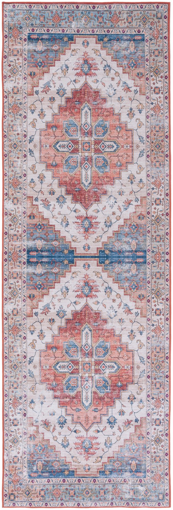Safavieh Tucson Vintage Persian 109b Area Rug – Machine Washable, Slip Resistant, Durable, Stylish Design Beige ,Blue Polyester Pile Tsn109b-218