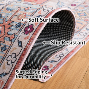 Safavieh Tucson Vintage Persian 109b Area Rug – Machine Washable, Slip Resistant, Durable, Stylish Design Beige ,Blue Polyester Pile Tsn109b-218