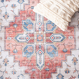 Safavieh Tucson Vintage Persian 109b Area Rug – Machine Washable, Slip Resistant, Durable, Stylish Design Beige ,Blue Polyester Pile Tsn109b-218