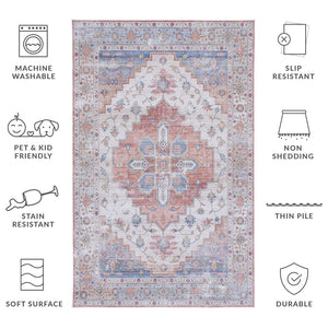 Safavieh Tucson Vintage Persian 109b Area Rug – Machine Washable, Slip Resistant, Durable, Stylish Design Beige ,Blue Polyester Pile Tsn109b-218