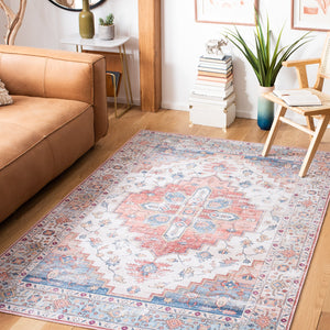 Safavieh Tucson Vintage Persian 109b Area Rug – Machine Washable, Slip Resistant, Durable, Stylish Design Beige ,Blue Polyester Pile Tsn109b-218