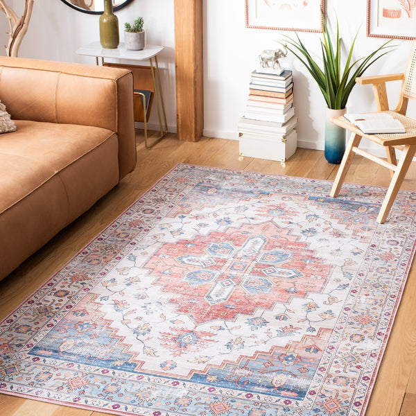 Safavieh Tucson Vintage Persian 109b Area Rug – Machine Washable, Slip Resistant, Durable, Stylish Design Beige ,Blue Polyester Pile Tsn109b-218