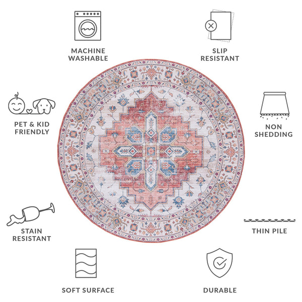 Safavieh Tucson Vintage Persian 109b Area Rug – Machine Washable, Slip Resistant, Durable, Stylish Design Beige ,Blue Polyester Pile Tsn109b-218