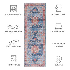 Safavieh Tucson Vintage Persian Area Rug - Exquisite Traditional Design, Machine Washable & Slip Resistant Blue ,Rust Polyester Pile Tsn110m-218