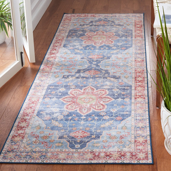 Safavieh Tucson Vintage Persian Area Rug - Exquisite Traditional Design, Machine Washable & Slip Resistant Blue ,Rust Polyester Pile Tsn110m-218