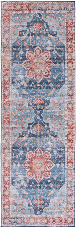Safavieh Tucson Vintage Persian Area Rug - Timeless Elegance, Slip Resistant, Machine Washable For Easy Care Blue ,Rust Polyester Pile Tsn110m-8sq