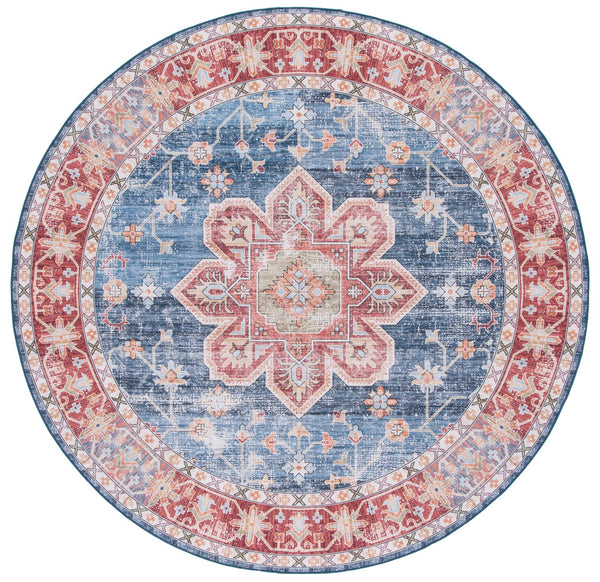 Safavieh Tucson Vintage Persian Area Rug - Exquisite Traditional Design, Machine Washable & Slip Resistant Blue ,Rust Polyester Pile Tsn110m-218