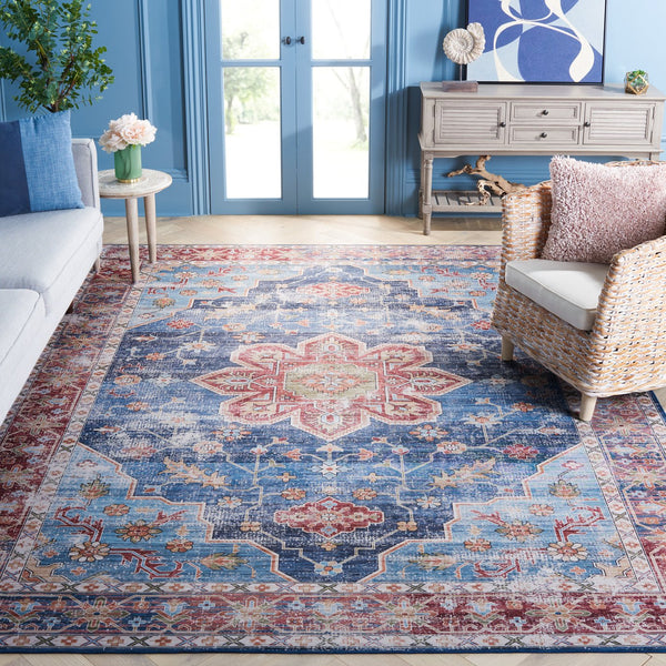 Safavieh Tucson Vintage Persian Area Rug - Exquisite Traditional Design, Machine Washable & Slip Resistant Blue ,Rust Polyester Pile Tsn110m-218