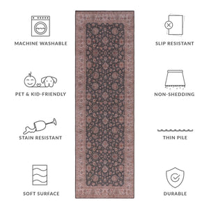 Safavieh Tucson Stylish Machine Washable Rug – Slip Resistant, Durable Polyester Pile For Modern Spaces Dark Grey ,Beige Polyester Pile Tsn111g-24
