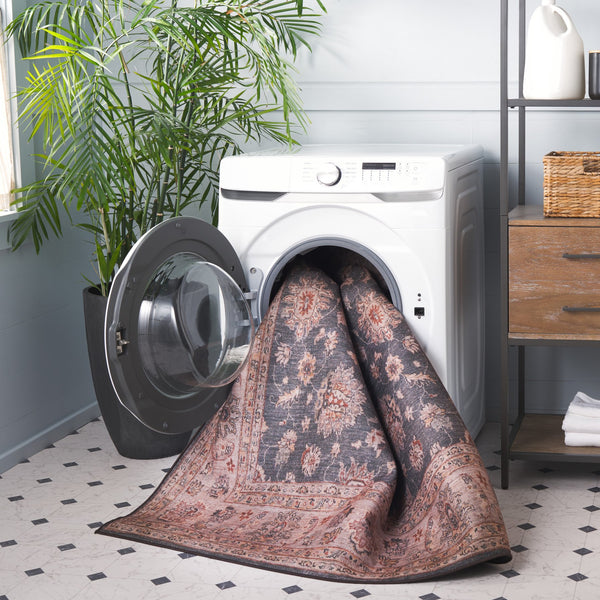 Safavieh Tucson Stylish Machine Washable Rug – Slip Resistant, Durable Polyester Pile For Modern Spaces Dark Grey ,Beige Polyester Pile Tsn111g-24