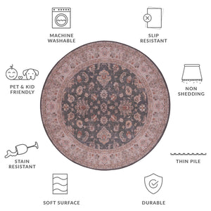 Safavieh Tucson Stylish Machine Washable Rug – Slip Resistant, Durable Polyester Pile For Modern Spaces Dark Grey ,Beige Polyester Pile Tsn111g-24