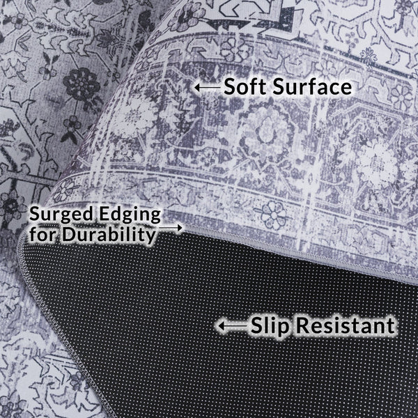 Safavieh Tucson Elegant Traditional Area Rug - Timeless Design, Durable Polyester, Washable & Slip-resistant Dark Grey ,Grey Polyester Pile Tsn113f-6