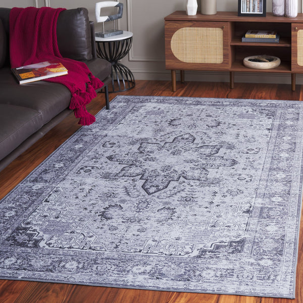 Safavieh Tucson Elegant Traditional Area Rug - Timeless Design, Durable Polyester, Washable & Slip-resistant Dark Grey ,Grey Polyester Pile Tsn113f-6