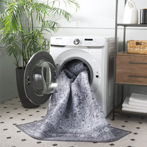 Safavieh Tucson Elegant Traditional Area Rug - Timeless Design, Durable Polyester, Washable & Slip-resistant Dark Grey ,Grey Polyester Pile Tsn113f-6