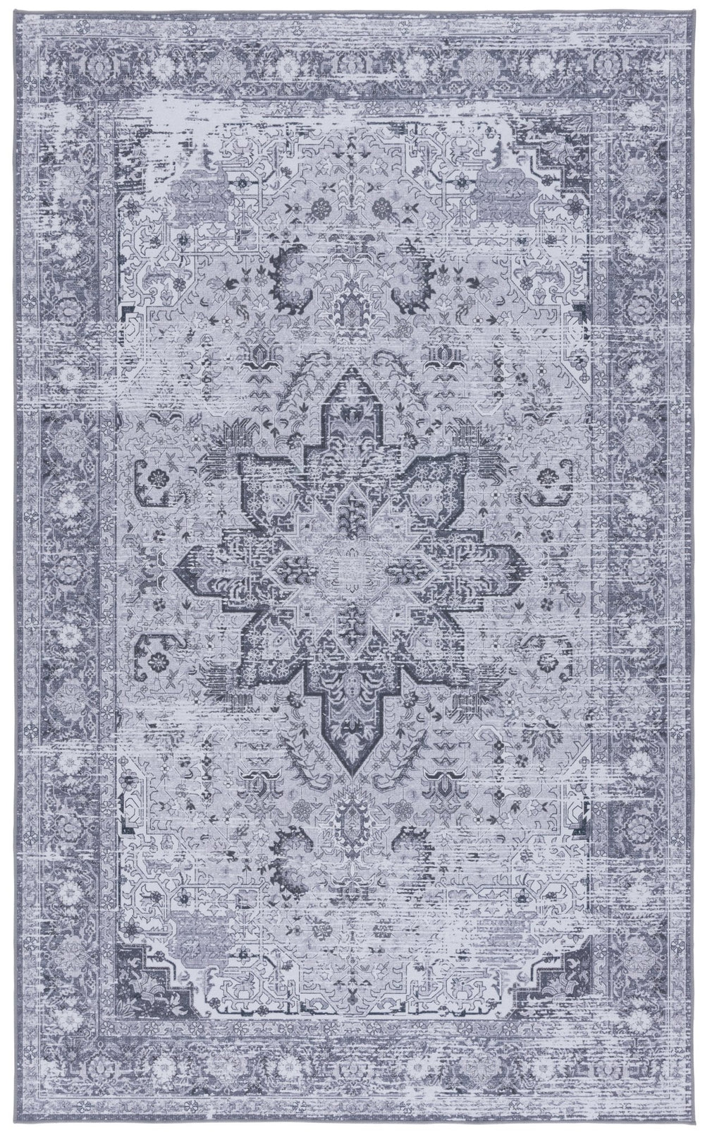 Safavieh Tucson Elegant Traditional Area Rug - Timeless Design, Durable Polyester, Washable & Slip-resistant Dark Grey ,Grey Polyester Pile Tsn113f-6