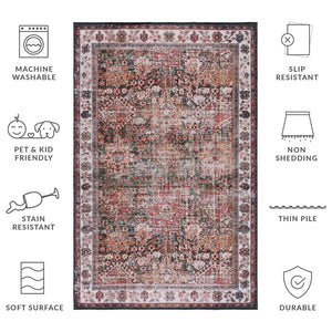 Safavieh Tucson Vintage Persian Area Rug - Elegant, Machine Washable, Slip Resistant Design For Any Space Ivory ,Green Polyester Pile Tsn114a-68