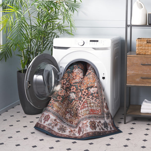 Safavieh Tucson Vintage Persian Area Rug - Elegant Machine Washable Design With Slip-resistant Backing Ivory ,Green Polyester Pile Tsn114a-9sq