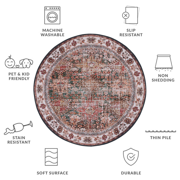Safavieh Tucson Vintage Persian Area Rug - Elegant, Machine Washable, Slip Resistant Design For Any Space Ivory ,Green Polyester Pile Tsn114a-68