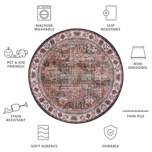 Safavieh Tucson Vintage Persian Area Rug - Elegant Machine Washable Design With Slip-resistant Backing Ivory ,Green Polyester Pile Tsn114a-9sq