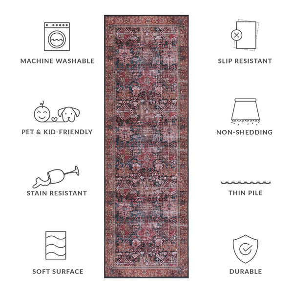 Safavieh Tucson Vintage Persian Area Rug - Elegant, Machine Washable, Slip Resistant Design For Any Space Rust ,Green Polyester Pile Tsn114p-68