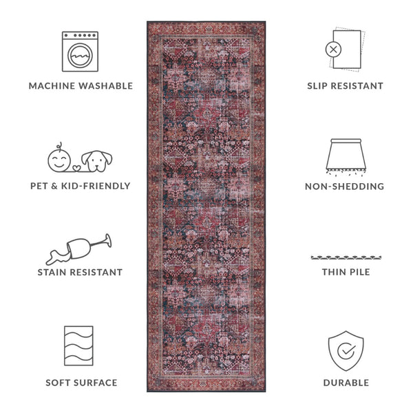Safavieh Tucson Vintage Persian Area Rug - Elegant Machine Washable Design With Slip-resistant Backing Rust ,Green Polyester Pile Tsn114p-3r