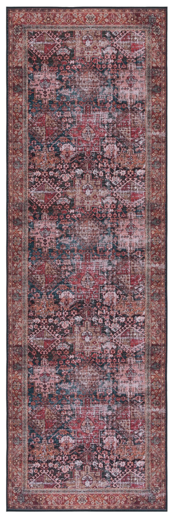 Safavieh Tucson Vintage Persian Area Rug - Elegant Machine Washable Design With Slip-resistant Backing Rust ,Green Polyester Pile Tsn114p-3r