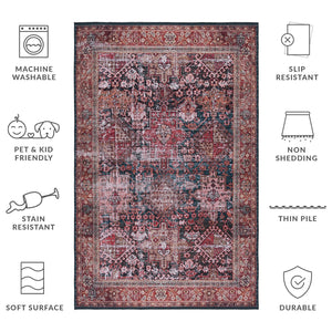 Safavieh Tucson Vintage Persian Area Rug - Elegant, Machine Washable, Slip Resistant Design For Any Space Rust ,Green Polyester Pile Tsn114p-68
