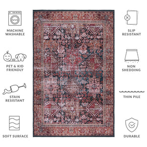 Safavieh Tucson Vintage Persian Area Rug - Elegant Machine Washable Design With Slip-resistant Backing Rust ,Green Polyester Pile Tsn114p-3r