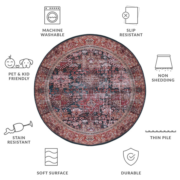 Safavieh Tucson Vintage Persian Area Rug - Elegant, Machine Washable, Slip Resistant Design For Any Space Rust ,Green Polyester Pile Tsn114p-68