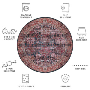 Safavieh Tucson Vintage Persian Area Rug - Elegant Machine Washable Design With Slip-resistant Backing Rust ,Green Polyester Pile Tsn114p-3r