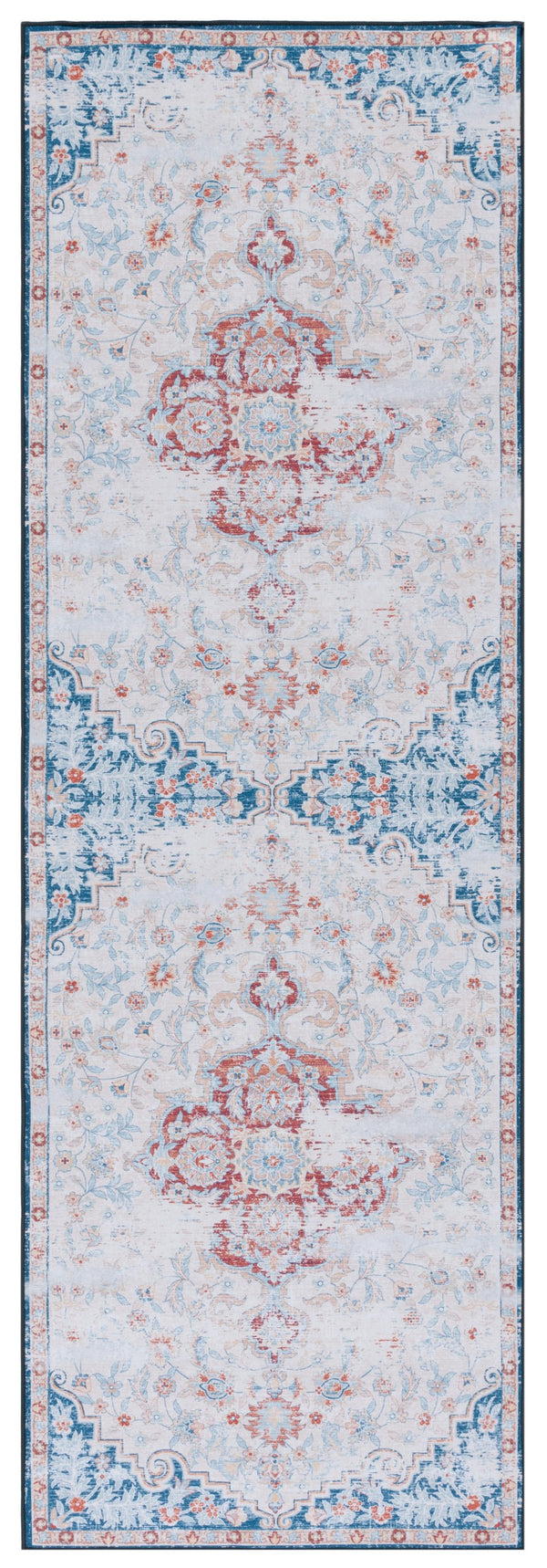 Safavieh Tucson Vintage Persian Rug - Stylish, Machine Washable & Slip Resistant For Effortless Elegance Beige ,Rust Polyester Pile Tsn117b-8r