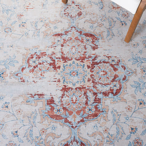 Safavieh Tucson Vintage Persian Rug - Stylish, Machine Washable & Slip Resistant For Effortless Elegance Beige ,Rust Polyester Pile Tsn117b-8r