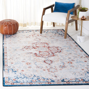 Safavieh Tucson Vintage Persian Rug - Stylish, Machine Washable & Slip Resistant For Effortless Elegance Beige ,Rust Polyester Pile Tsn117b-8r