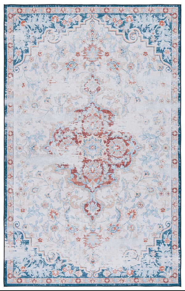 Safavieh Tucson Vintage Persian Rug - Stylish, Machine Washable & Slip Resistant For Effortless Elegance Beige ,Rust Polyester Pile Tsn117b-8r