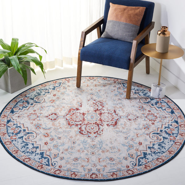 Safavieh Tucson Vintage Persian Rug - Stylish, Machine Washable & Slip Resistant For Effortless Elegance Beige ,Rust Polyester Pile Tsn117b-8r