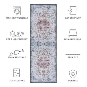 Safavieh Tucson Vintage Persian Rug - Stylish, Machine Washable & Slip Resistant For Effortless Elegance Grey ,Rust Polyester Pile Tsn117f-212