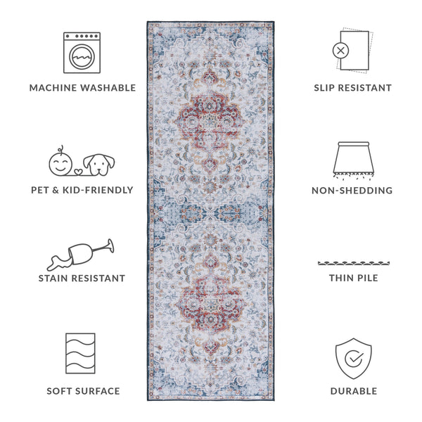 Safavieh Tucson Vintage Persian Rug - Stylish, Machine Washable & Slip Resistant For Effortless Elegance Grey ,Rust Polyester Pile Tsn117f-212