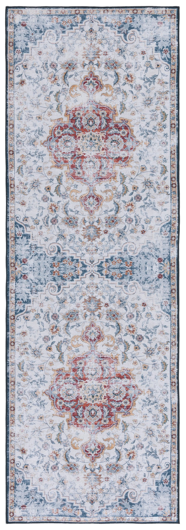 Safavieh Tucson Vintage Persian Rug - Stylish, Machine Washable & Slip Resistant For Effortless Elegance Grey ,Rust Polyester Pile Tsn117f-212