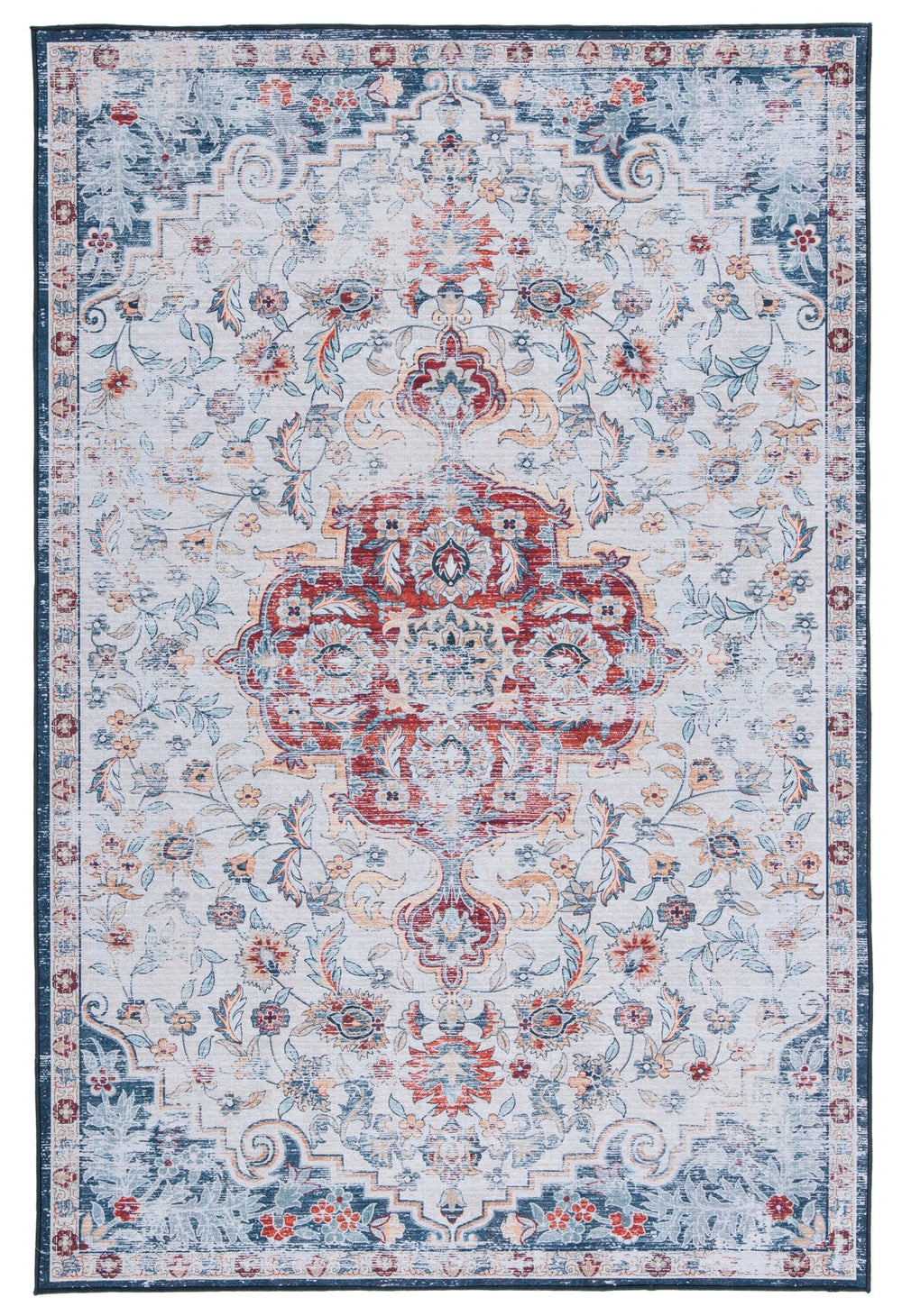 Safavieh Tucson Vintage Persian Rug - Stylish, Machine Washable & Slip Resistant For Effortless Elegance Grey ,Rust Polyester Pile Tsn117f-212