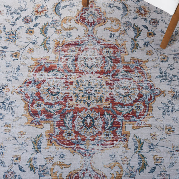 Safavieh Tucson Vintage Persian Rug - Stylish, Machine Washable & Slip Resistant For Effortless Elegance Grey ,Rust Polyester Pile Tsn117f-212