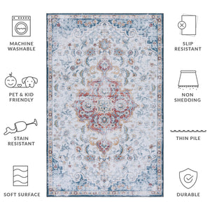 Safavieh Tucson Vintage Persian Rug - Stylish, Machine Washable & Slip Resistant For Effortless Elegance Grey ,Rust Polyester Pile Tsn117f-212