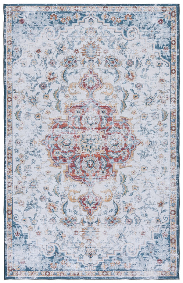 Safavieh Tucson Vintage Persian Rug - Stylish, Machine Washable & Slip Resistant For Effortless Elegance Grey ,Rust Polyester Pile Tsn117f-212