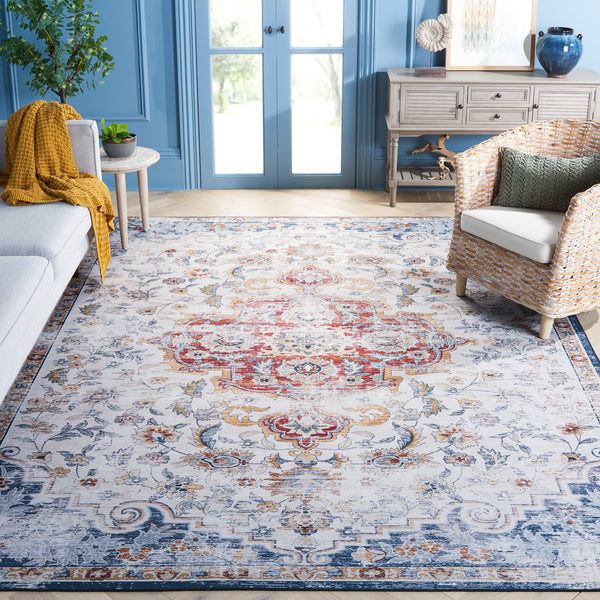 Safavieh Tucson Vintage Persian Rug - Stylish, Machine Washable & Slip Resistant For Effortless Elegance Grey ,Rust Polyester Pile Tsn117f-212