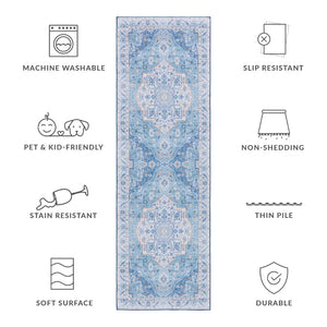 Safavieh Tucson Exquisite Round Area Rug - Elegant Design, Machine Washable, Slip Resistant & Durable Comfort Light Blue ,Blue Polyester Pile Tsn118l-10sq