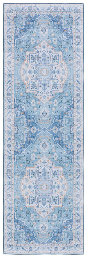 Safavieh Tucson Exquisite Round Area Rug - Elegant Design, Machine Washable, Slip Resistant & Durable Comfort Light Blue ,Blue Polyester Pile Tsn118l-10sq