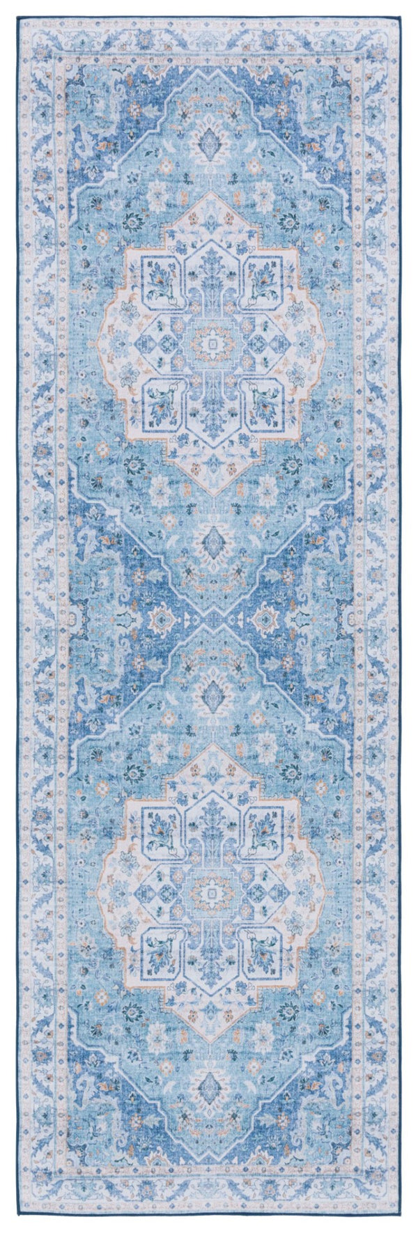 Safavieh Tucson Exquisite Round Area Rug - Elegant Design, Machine Washable, Slip Resistant & Durable Comfort Light Blue ,Blue Polyester Pile Tsn118l-10sq